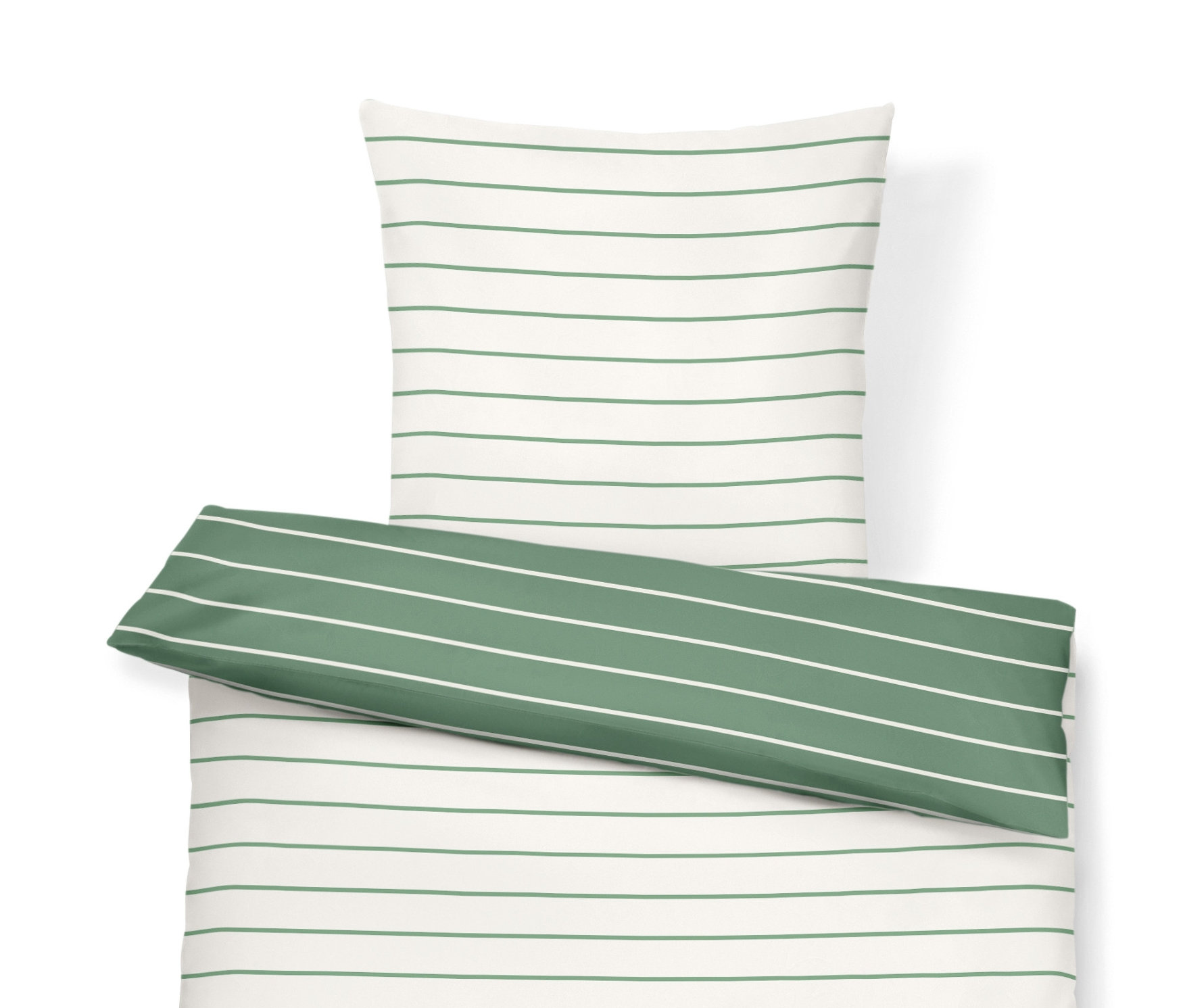 Tchibo - Pościel perkalowa - kolor: biały/zielony