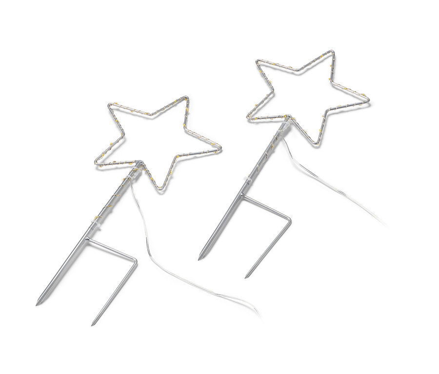 Dwie małe lampy LED do wbicia w ziemię „Gwiazda”.