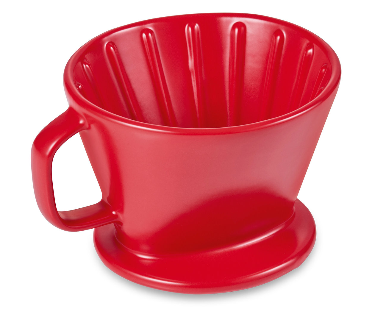 Zbliżenie na czerwony ręczny filtr do kawy, rozm. 2.