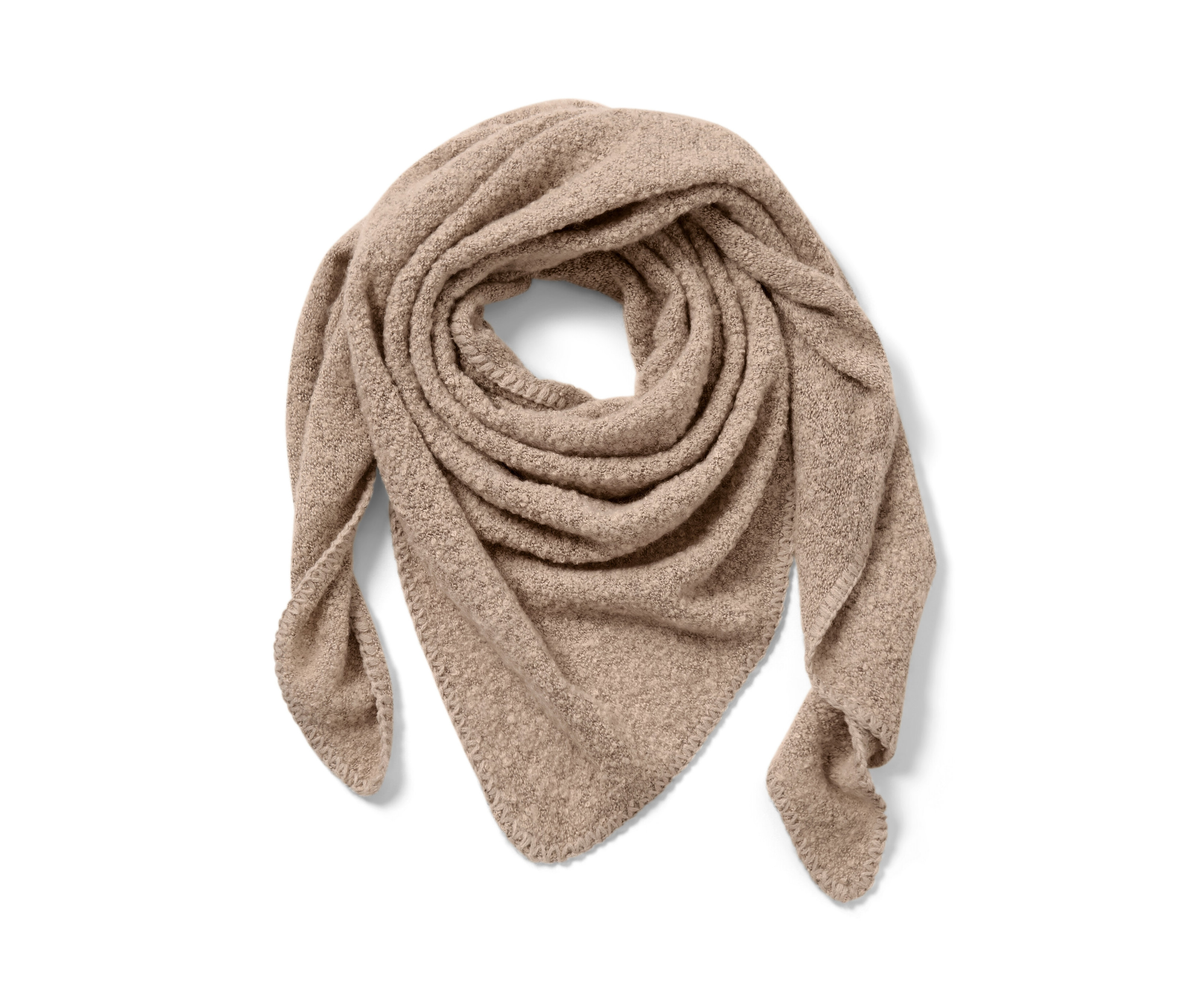 Tchibo - Trójkątny szal z imitacji przędzy bouclé - kolor: beżowy