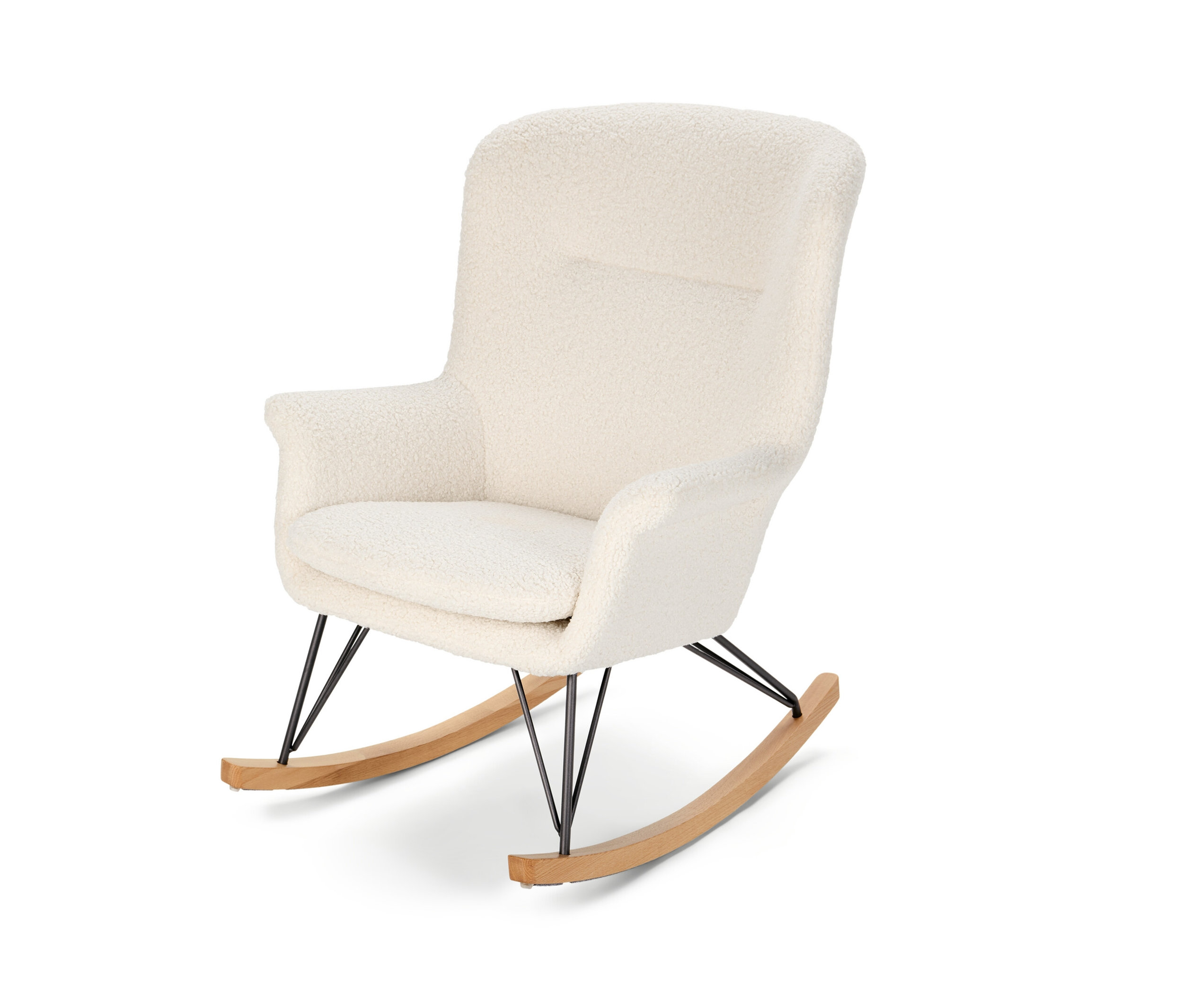 Tchibo - Fotel bujany z tkaniny bouclé - kolor: brązowy/biały