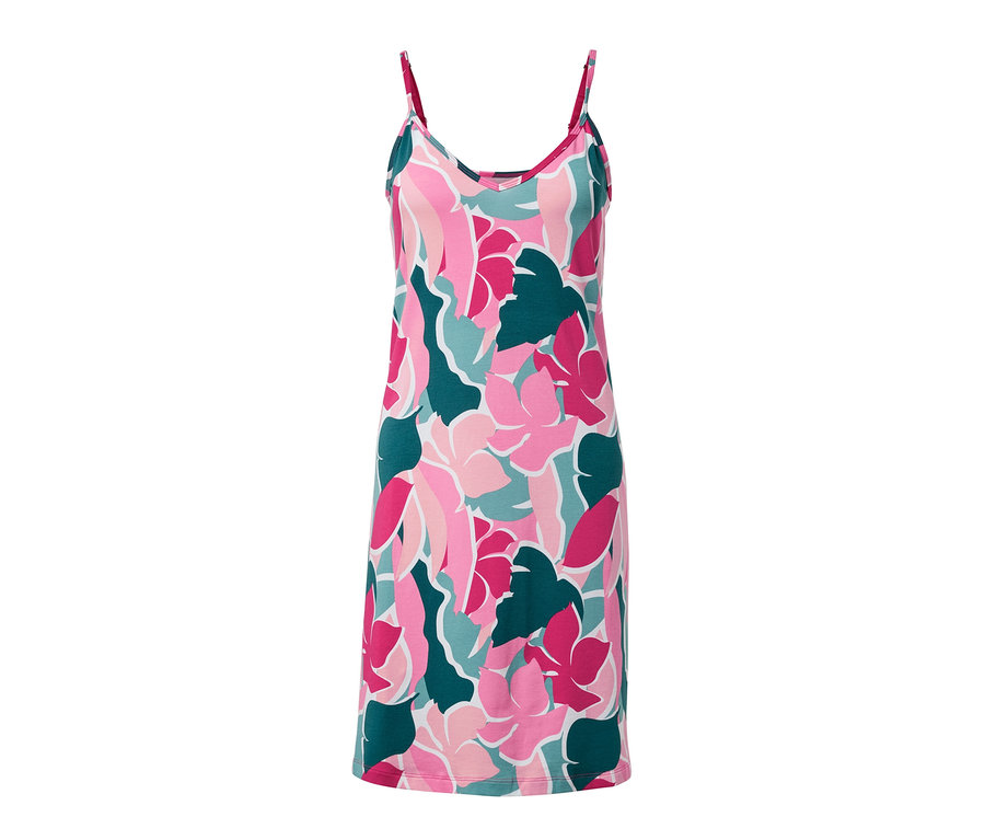 Koszula nocna na ramiączkach we wzory kwiatowe.