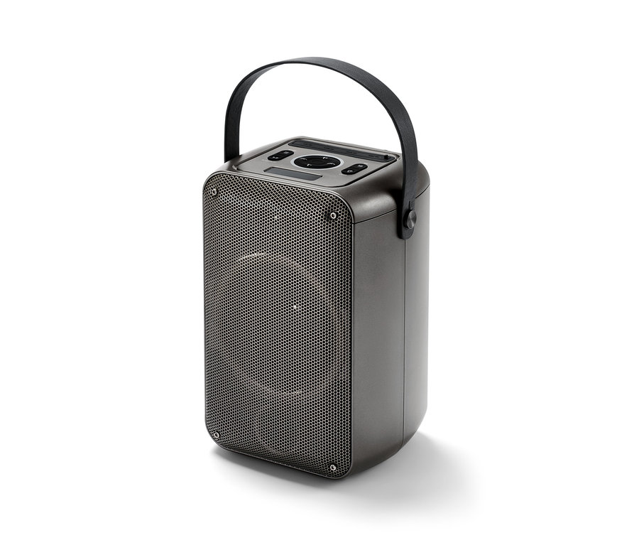 Głośnik Bluetooth® z efektami świetlnymi na białym tle.