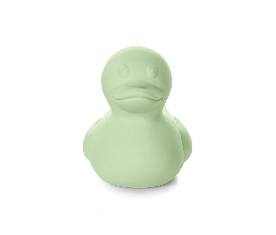 Zielona, gumowa kaczuszka do kąpieli.