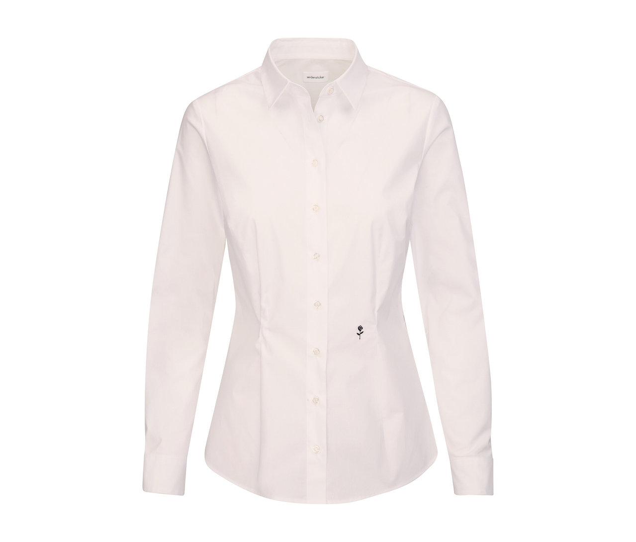 Biała koszula slim fit Seidensticker z długimi rękawami zapinana na guziki.