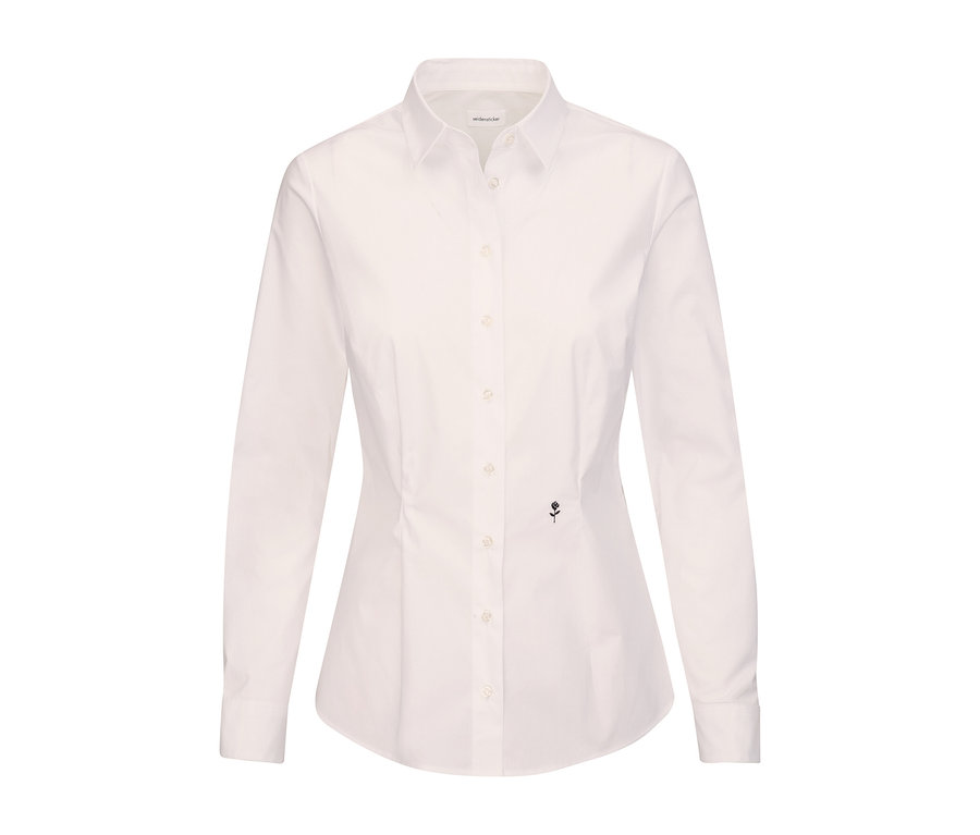 Biała koszula slim fit Seidensticker z długimi rękawami zapinana na guziki.