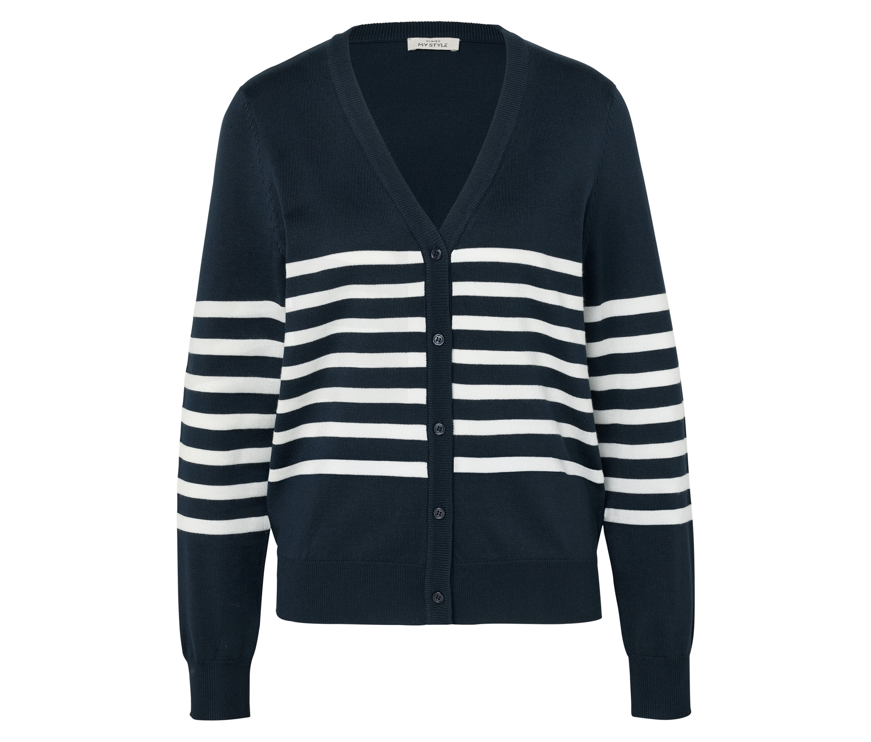 Tchibo - Kardigan z dzianiny o drobnym splocie- biały/niebieski