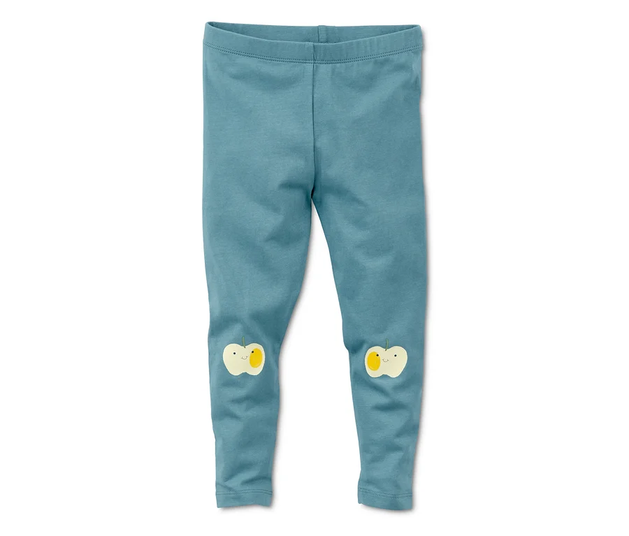 Jasnoniebieskie legginsy z naszywkami jabłek na kolanach, 2 pary
