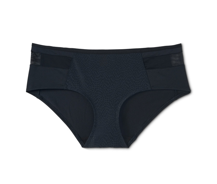 Pojedyncze czarne damskie figi typu panty, 2 pary, z siateczkowymi detalami u góry.