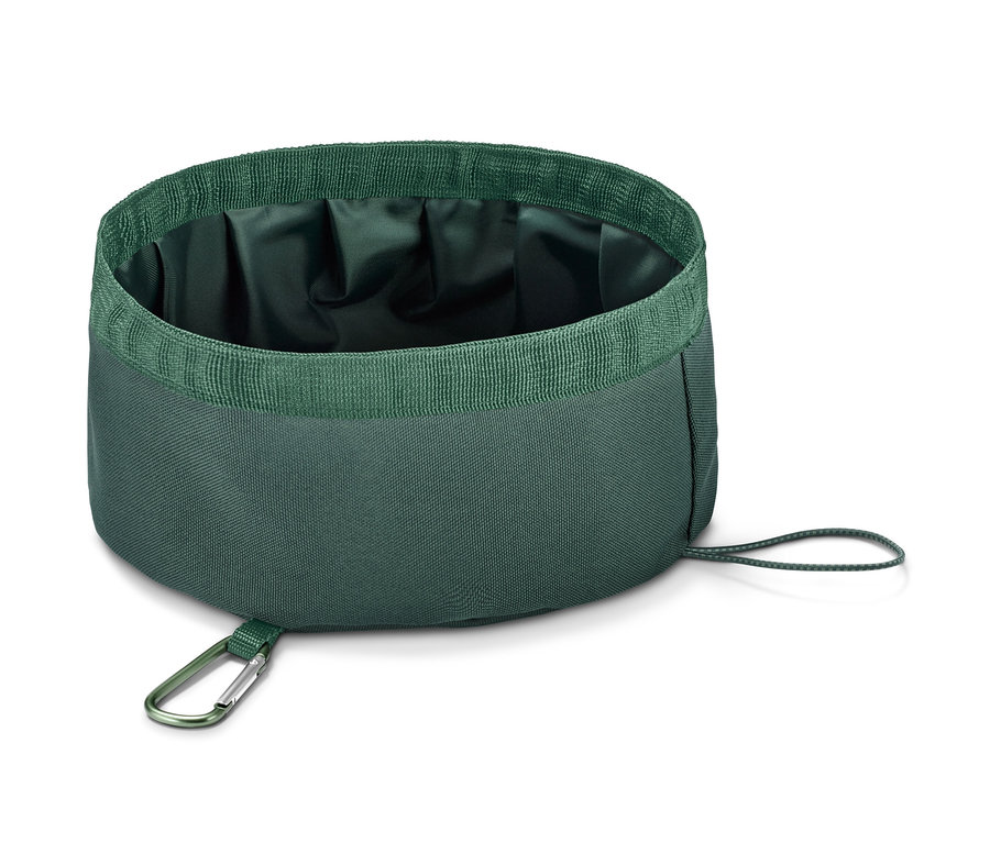 Zielona, składana miska dla psa.