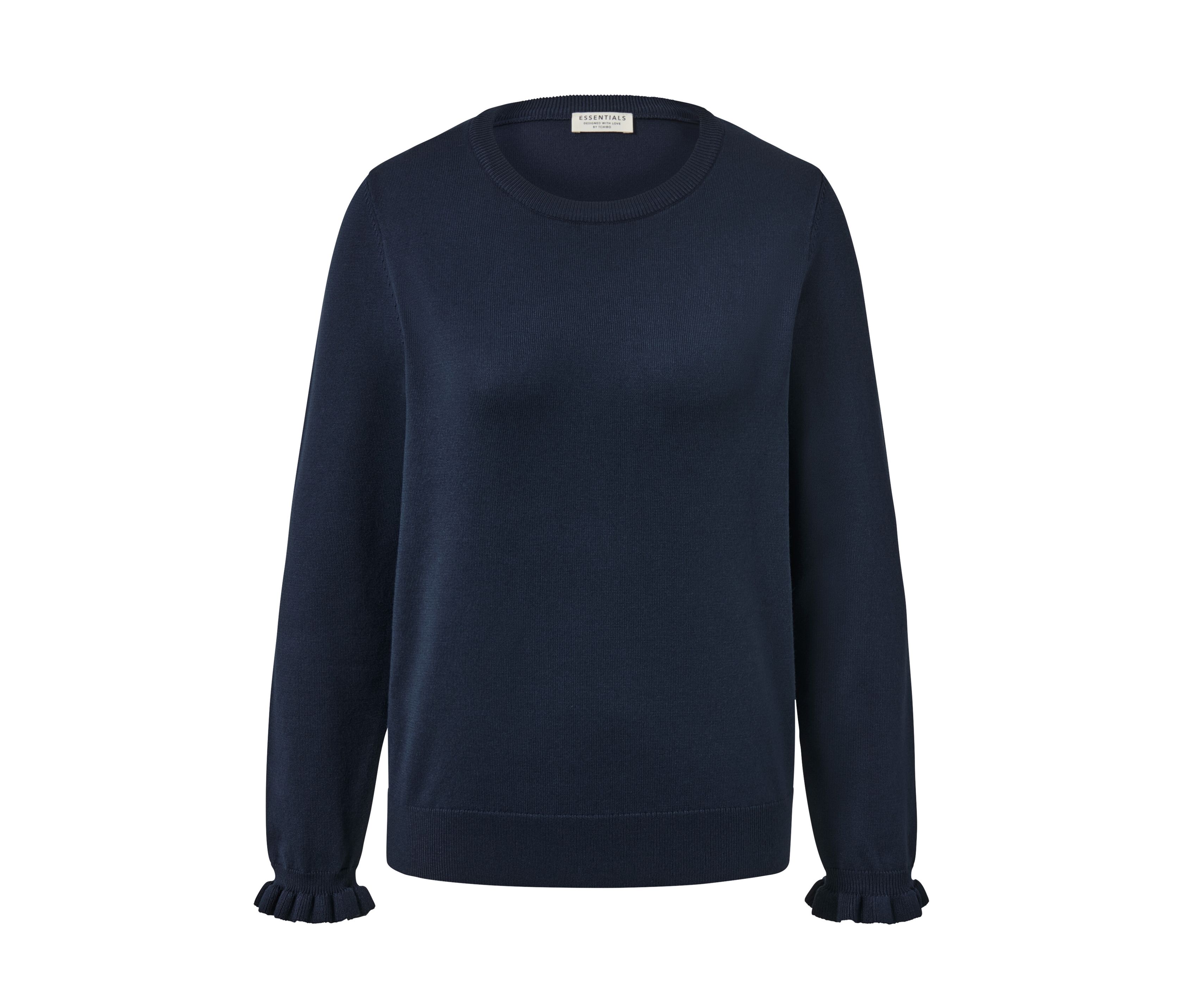 Tchibo - Sweter z delikatnej dzianiny z falbanką, niebieski