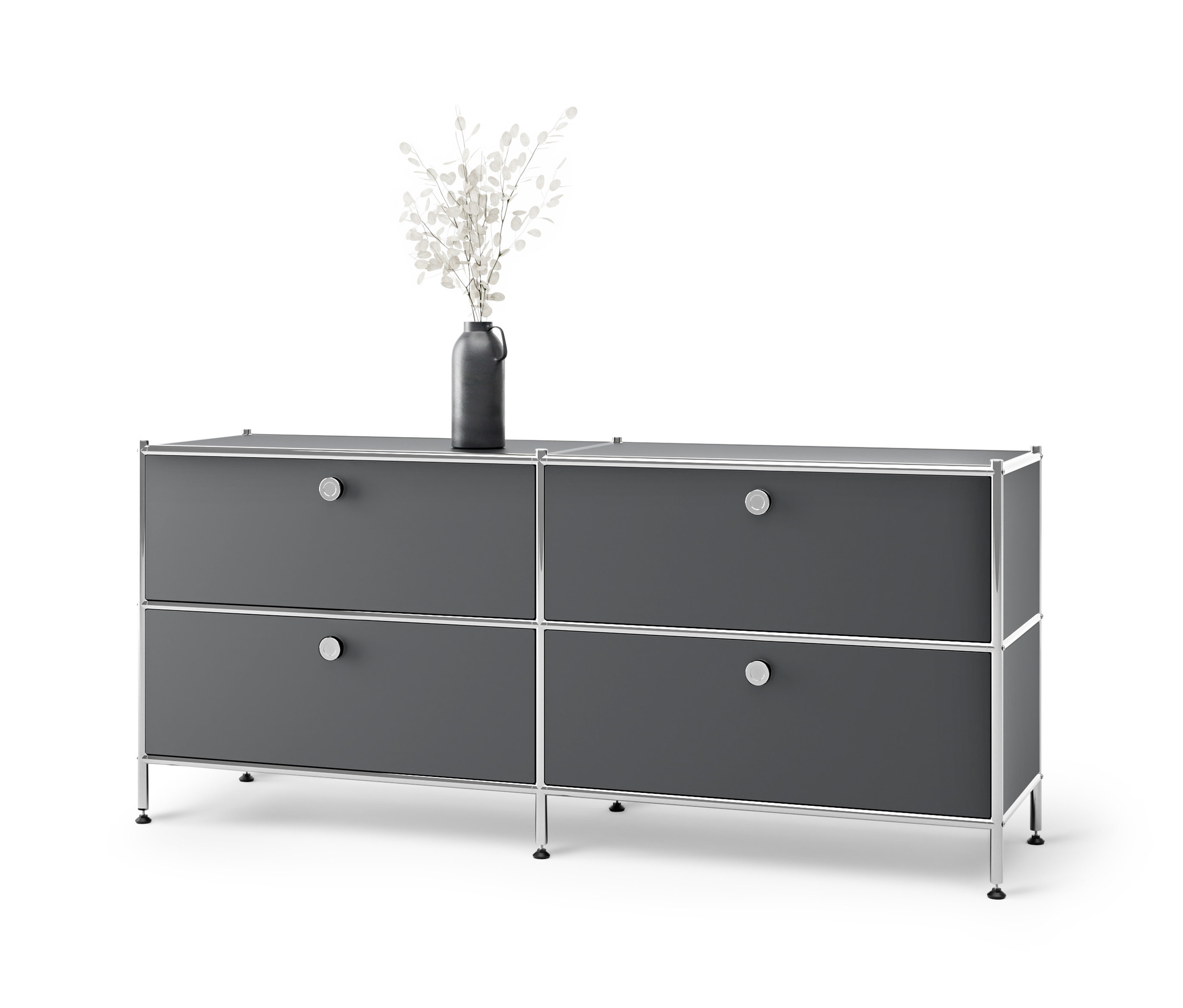 Tchibo - Niska szafka metalowa »Cn3« z 4 szufladami - kolor: szary