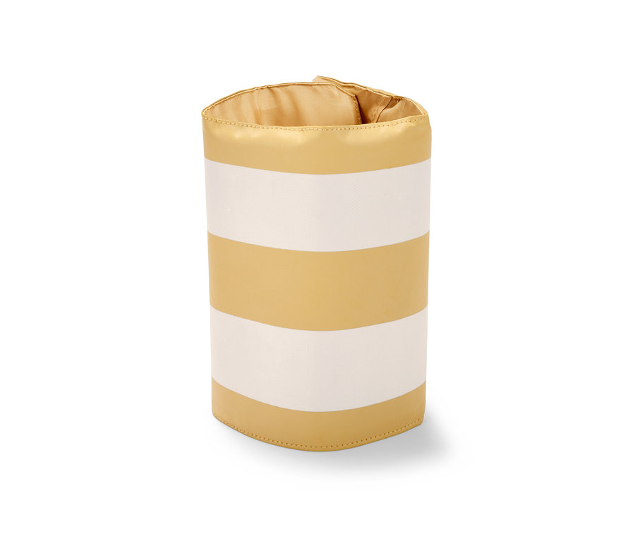 Kołnierz chłodzący do butelek w złote i białe paski.