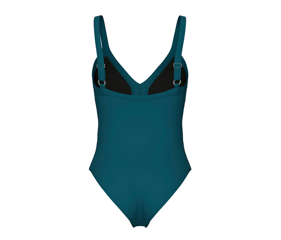 Zbliżenie na tył kostiumu kąpielowego arena Shapewear Lara C-Cup w kolorze petrol.