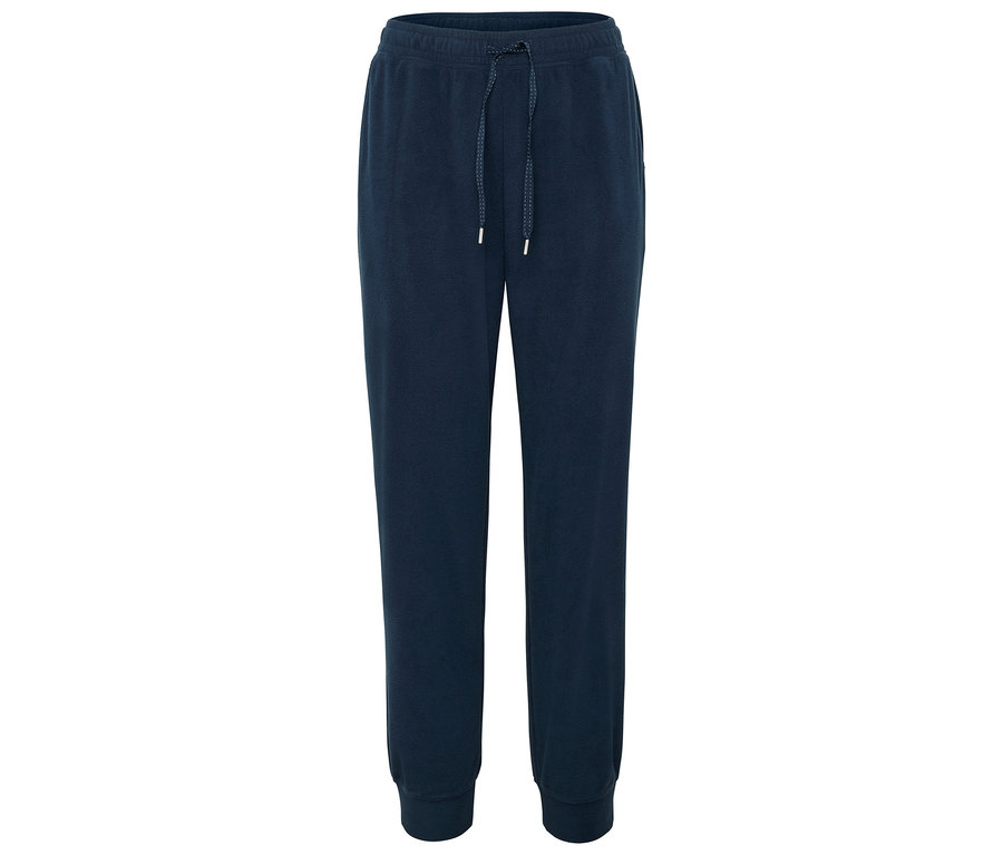 Granatowe spodnie dresowe ze sznurkiem.