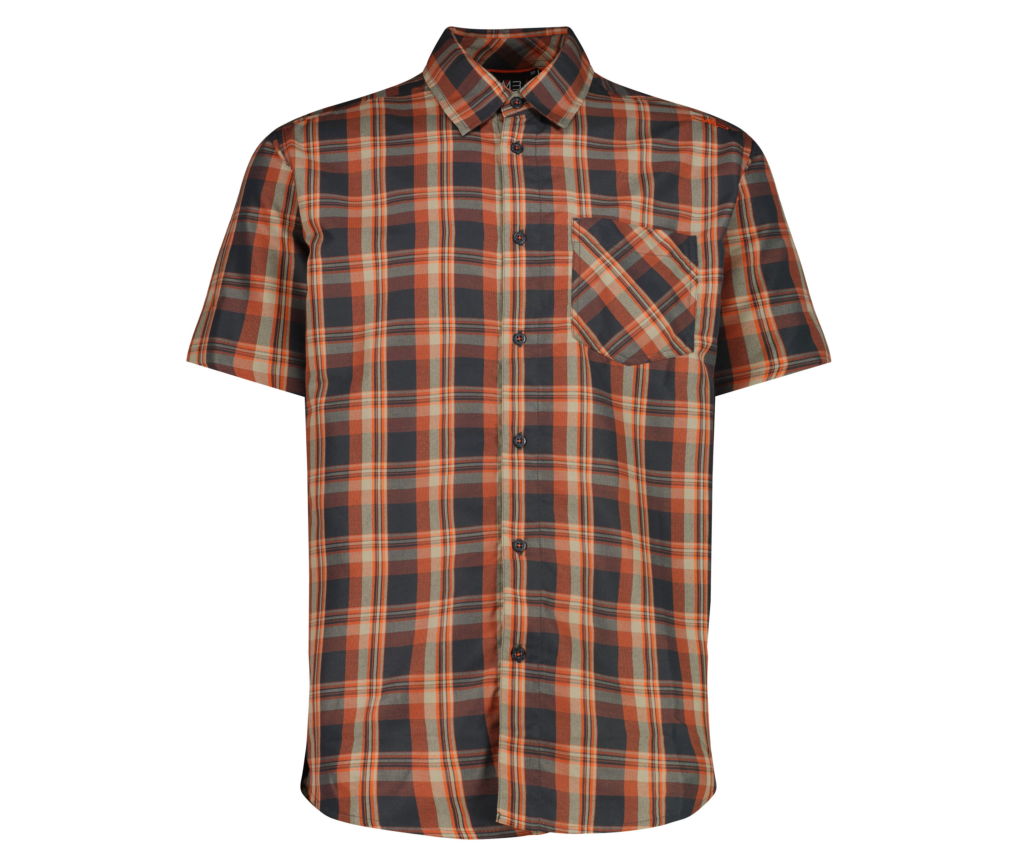 Koszula z krótkim rękawem CMP- niebieski/pomarańczowy/w kratkę