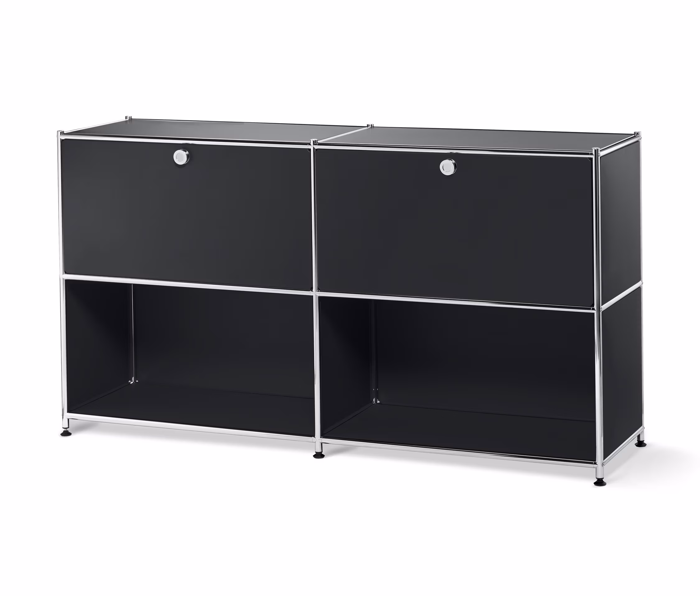 Tchibo - Metalowa szafka typu sideboard »Cn3« z przestawnymi komorami z klapami, czarna