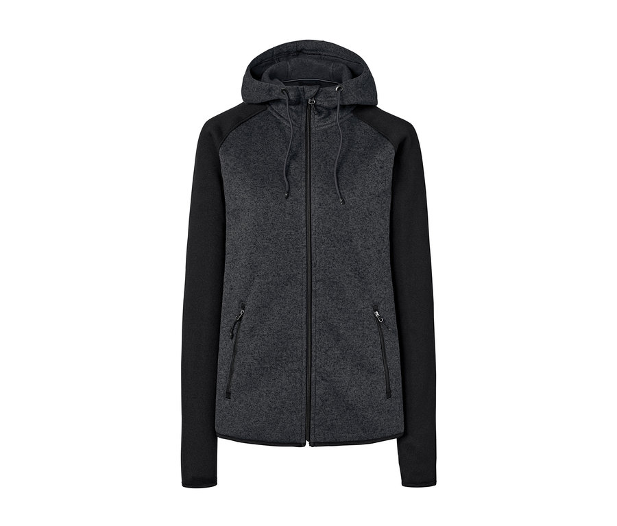 Rozpinana bluza z dzianiny polarowej w kolorze szarym, z kapturem.