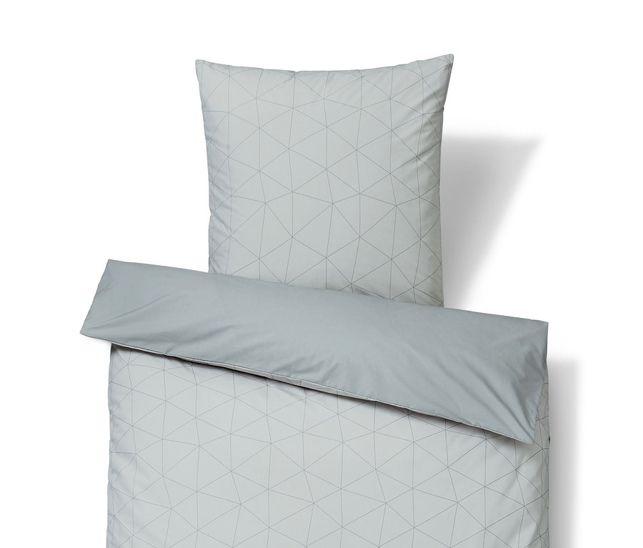 Jasnoszara pościel z włókna COOLMAX® o standardowej wielkości, z geometrycznym wzorem, w zestawie z poszewką na poduszkę.
