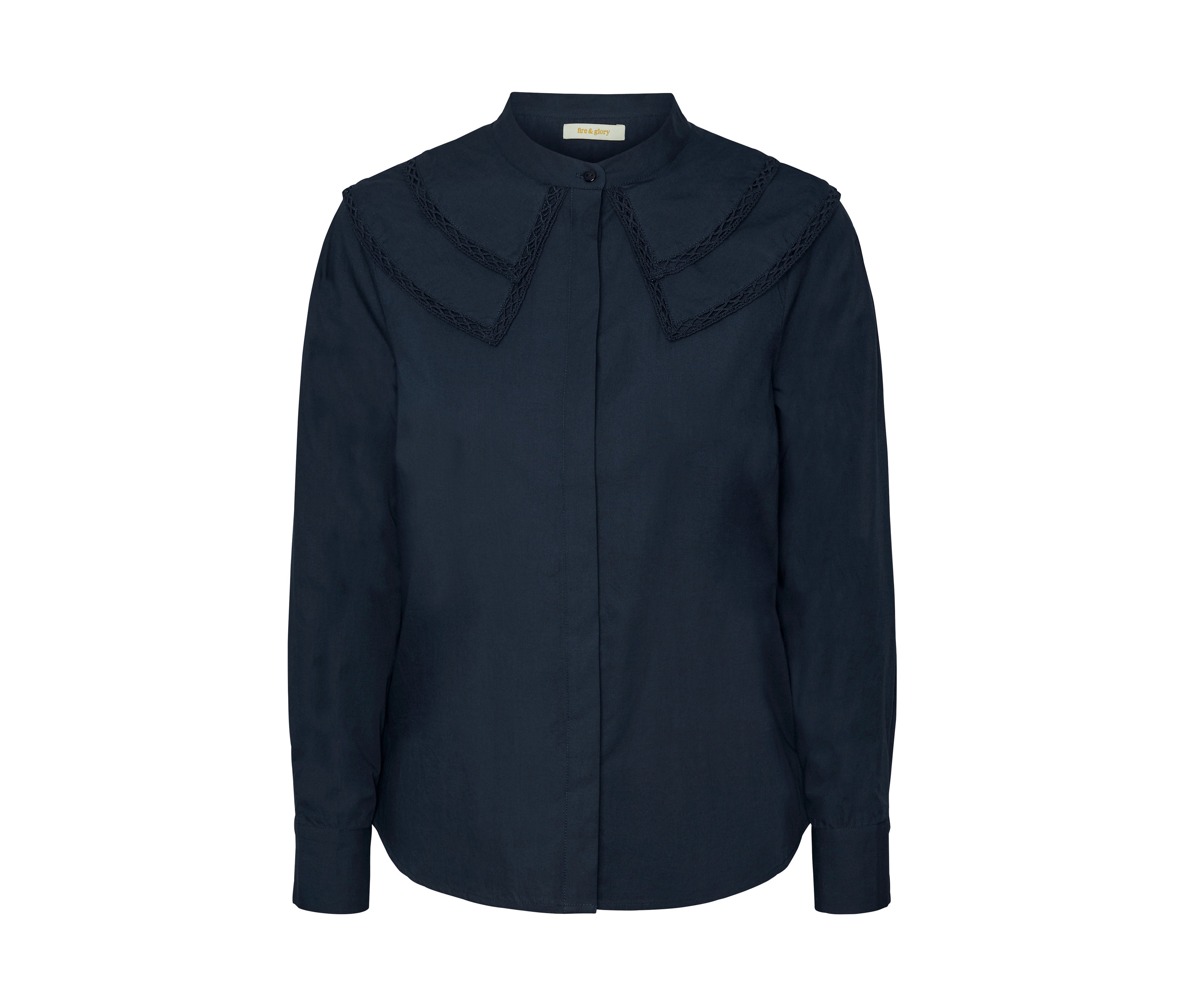 Tchibo - Bluzka koszulowa z kołnierzem z falbanką- niebieski