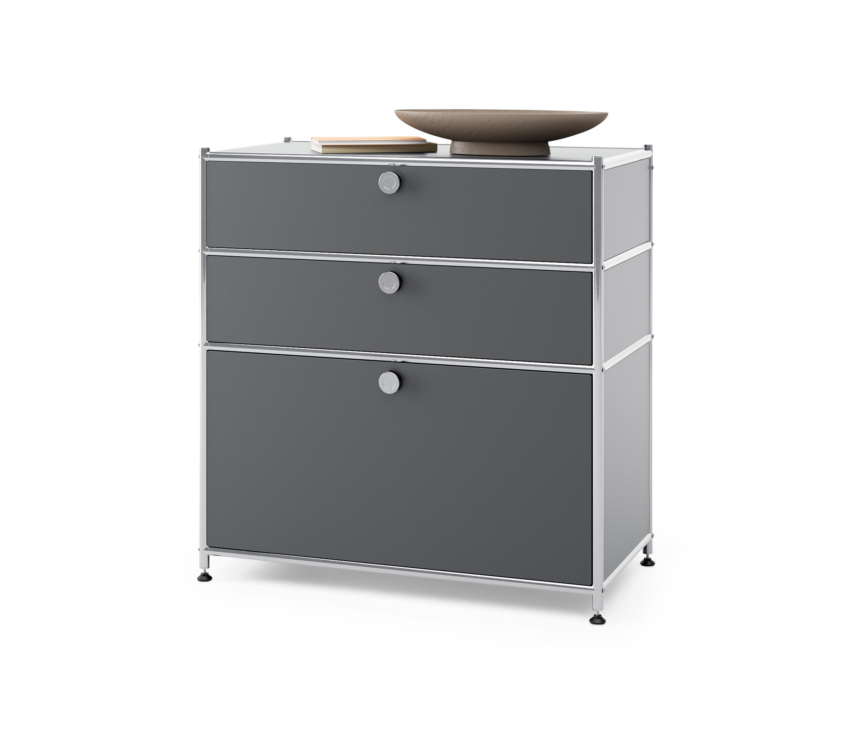 Tchibo - Metalowa komoda »Cn3« z 3 szufladami - kolor: szary