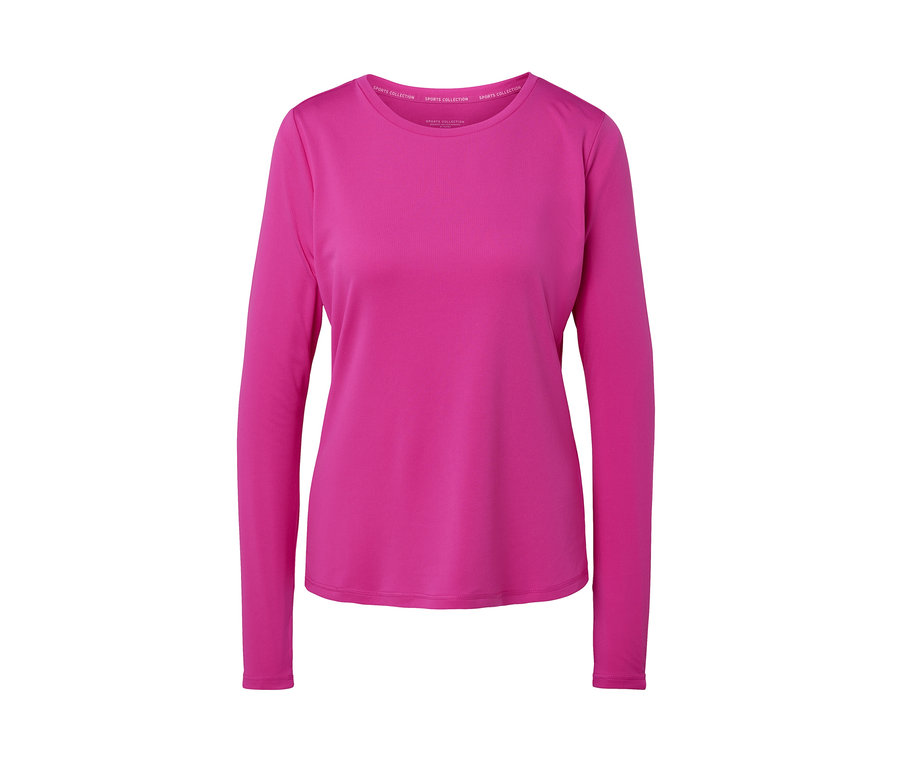 Różowa koszulka funkcyjna z długim rękawem.