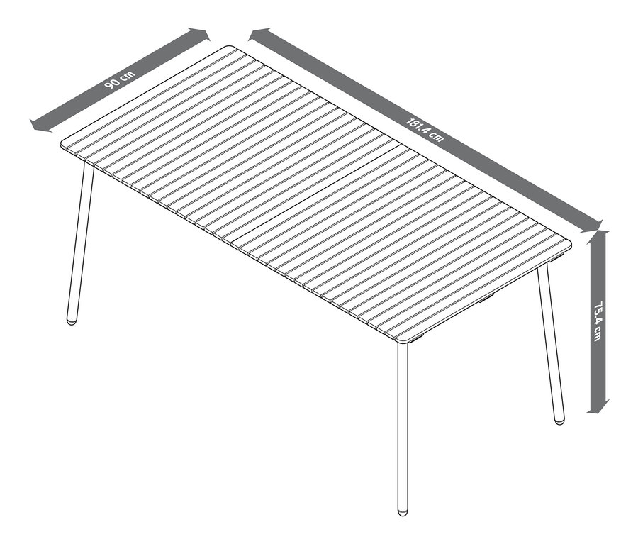 Ilustracja stołu rozkładanego „Elin”, ok. 1,8–2,4 m.