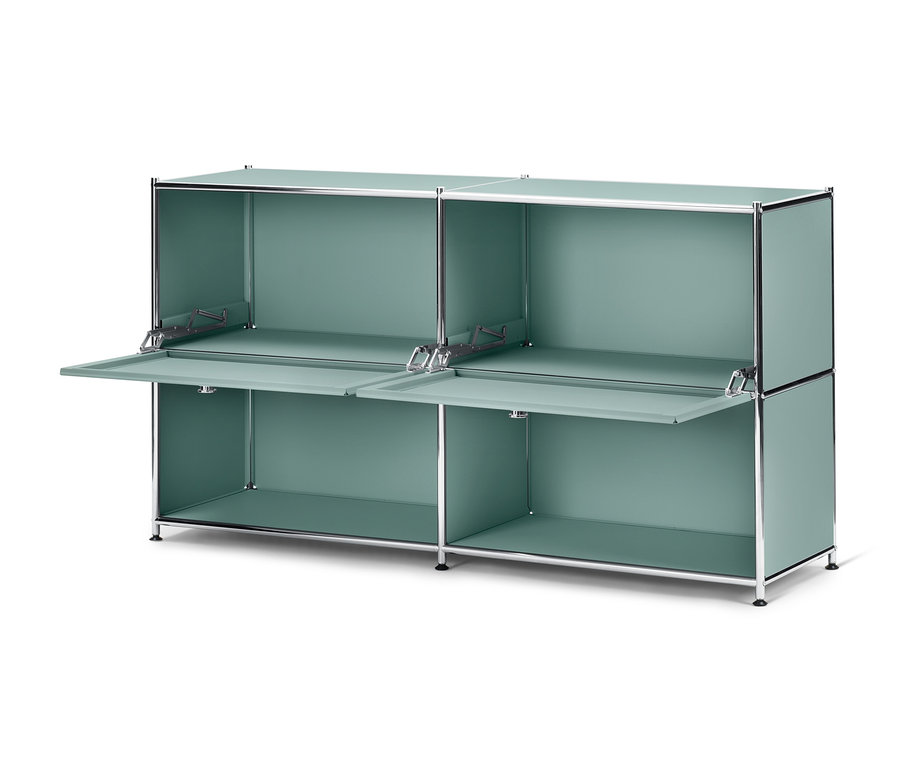 Szafka typu sideboard „CN3” z zieleni szałwiowej z 2 drzwiami.
