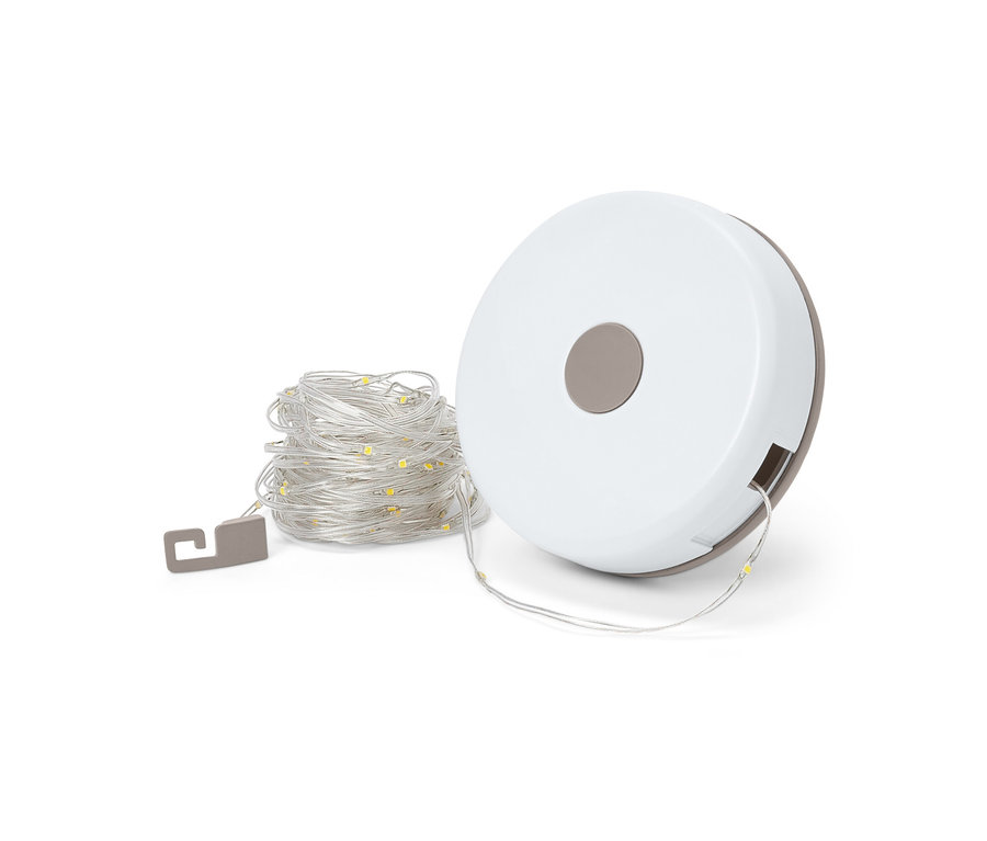 Zwinięty kempingowy łańcuch świetlny 2 w 1 z nawijarką.