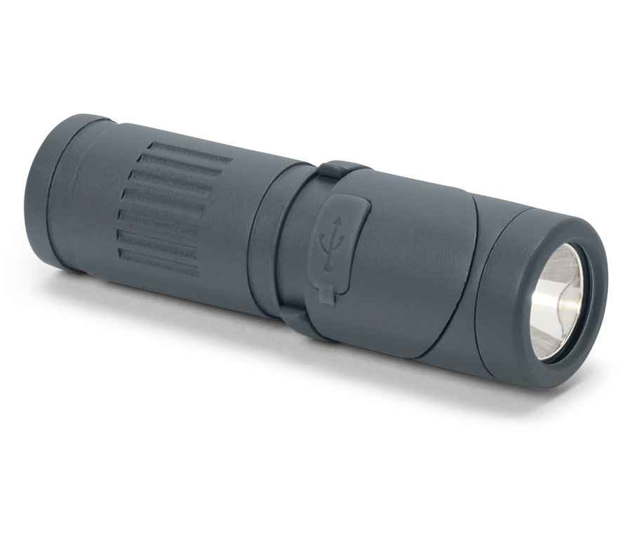 Szara lampa wielofunkcyjna 2 w 1 LED leży poziomo.