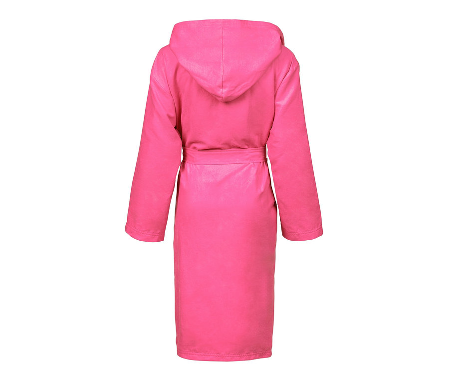 Różowy szlafrok dziecięcy z mikrofibry arena Zeal widziany z tyłu.