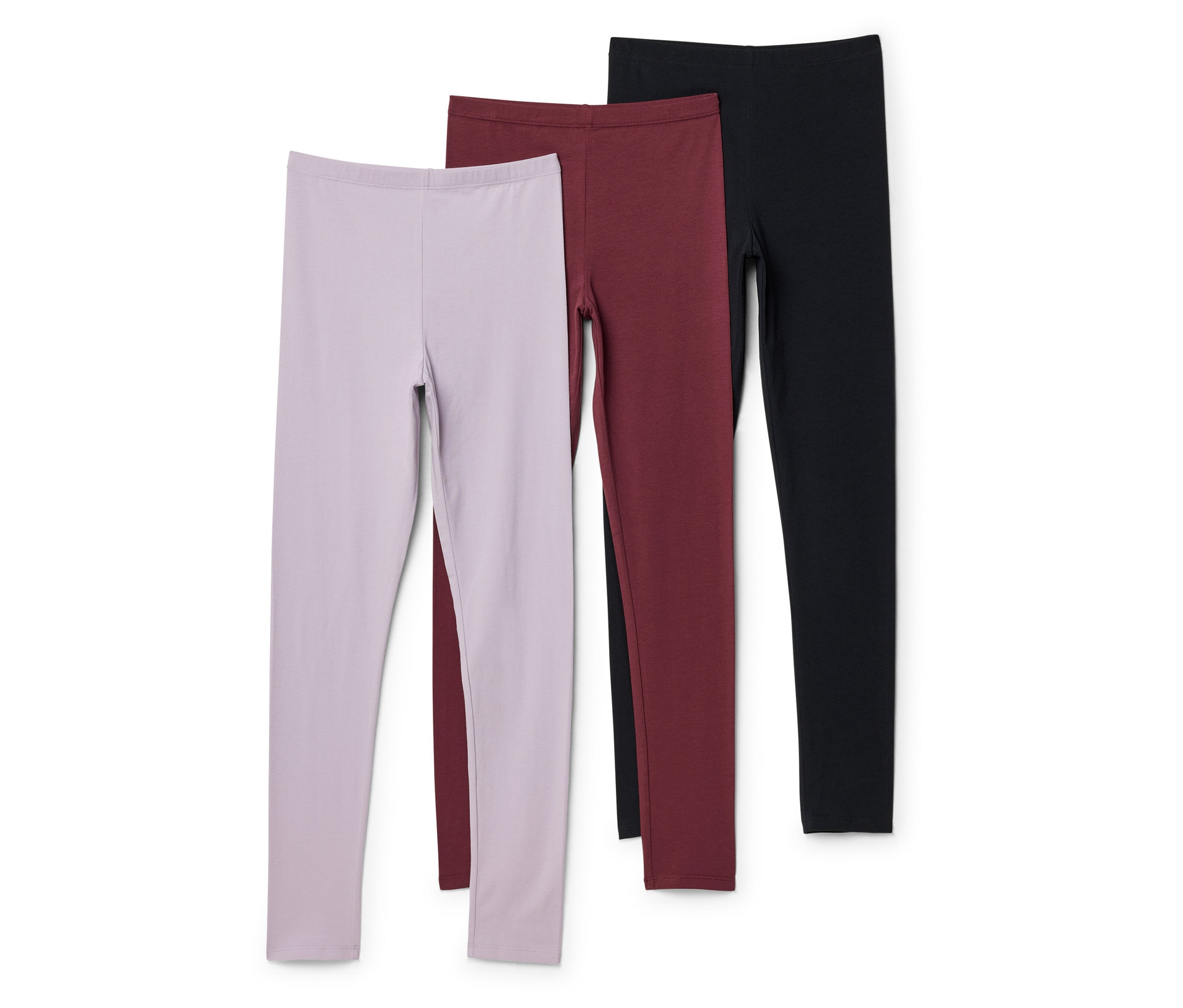 Tchibo - Legginsy, 3 pary, fioletowe, czerwone i czarne