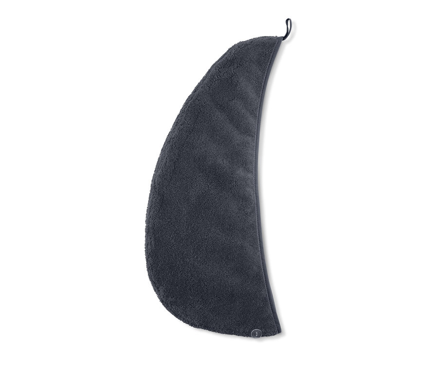 Szary turban do włosów z pętelką.