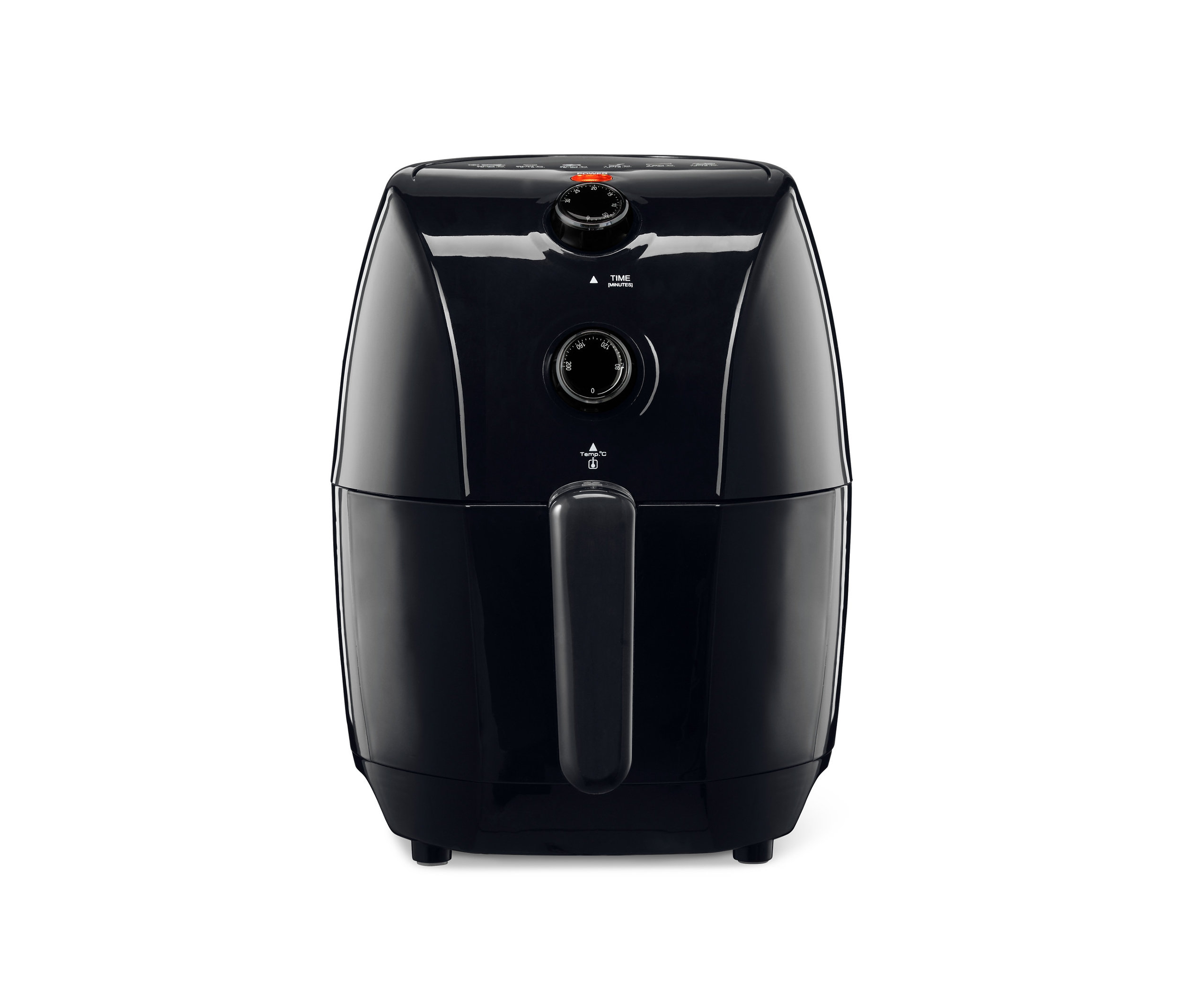 Czarna mini frytownica na gorące powietrze.