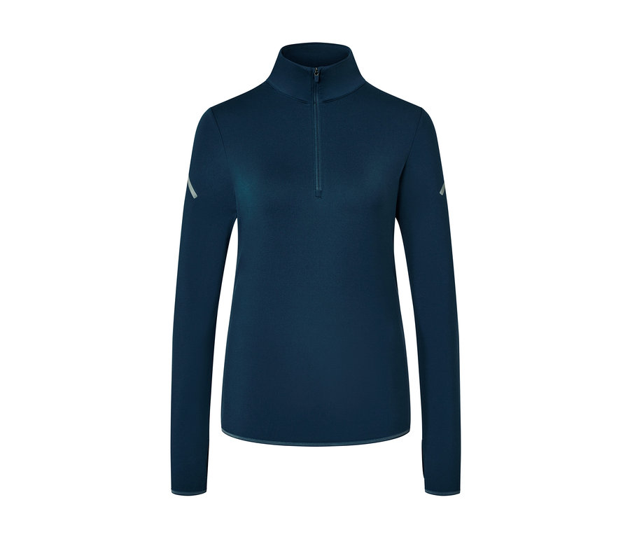 Granatowa termiczna bluzka funkcyjna z długim rękawem i zamkiem błyskawicznym.