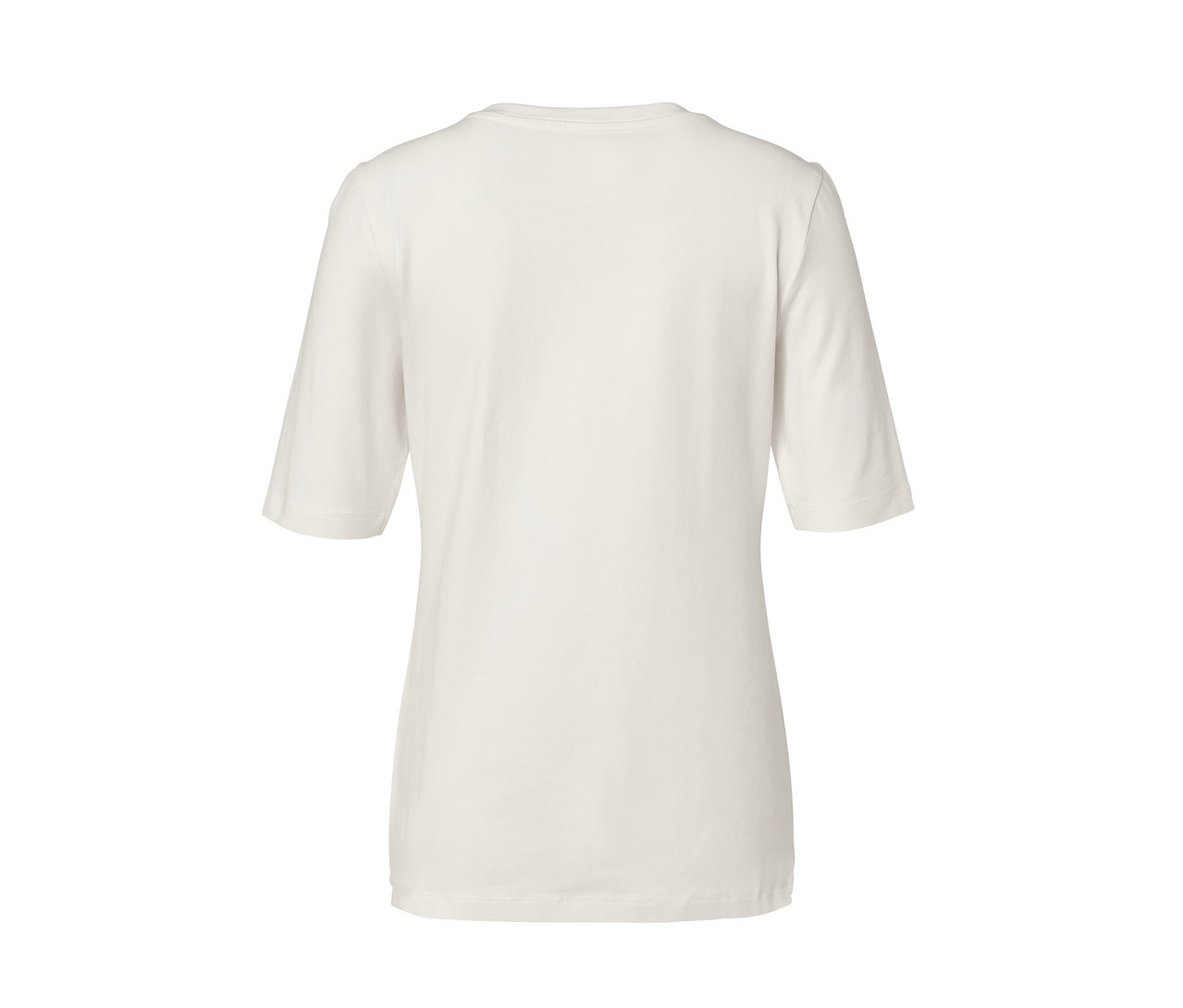 Kremowa koszulka z półdługim rękawem.