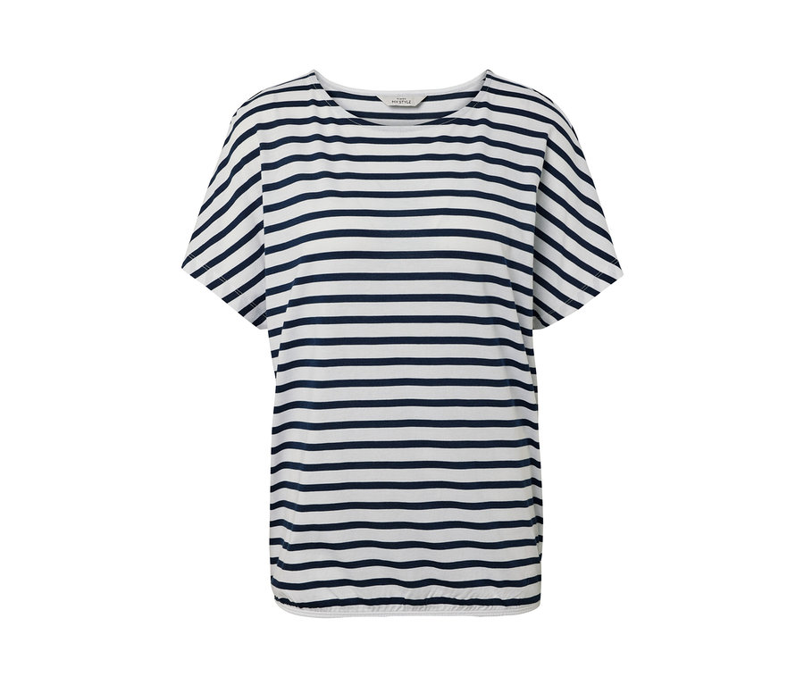 Bluzka z obniżoną linią ramion, w paski.