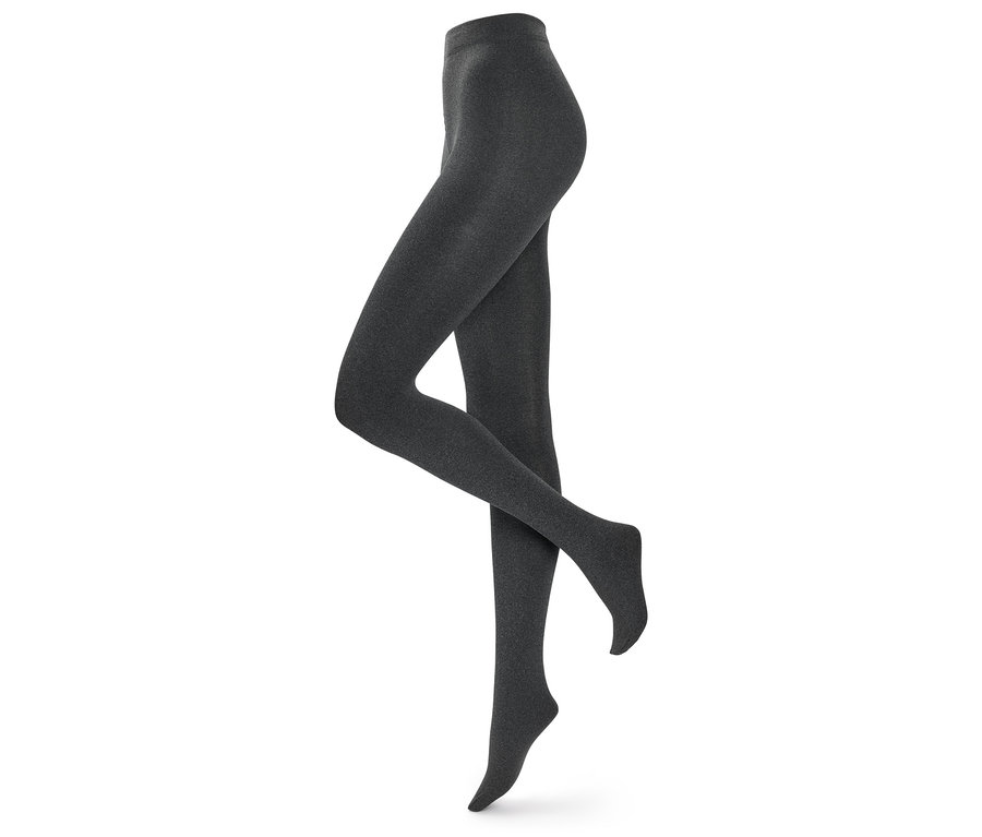 Rajstopy w kolorze ciemnoszarym na białym tle.