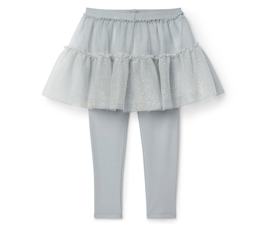 Niebieskie legginsy ze spódniczką tutu.
