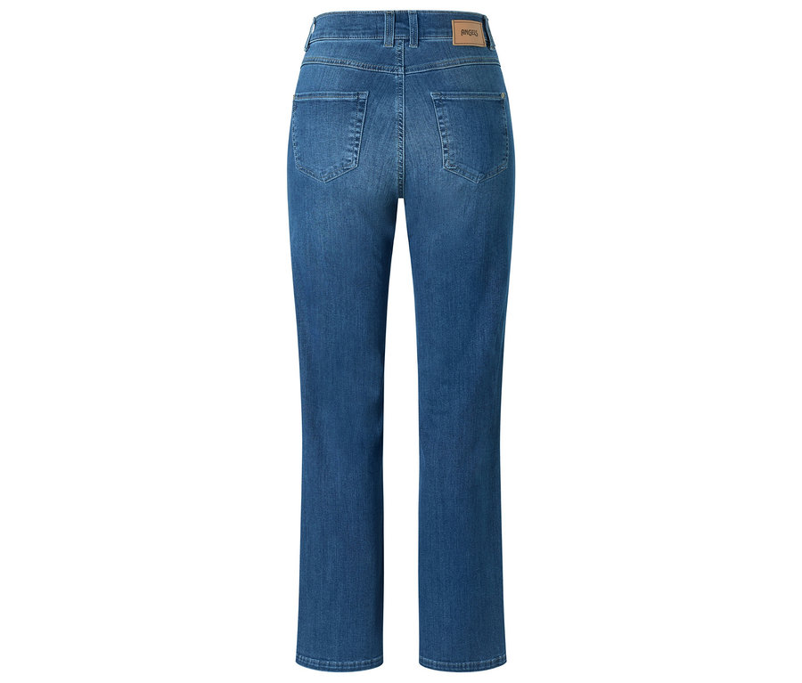 Widok z tyłu na jeansy Angels „Lara” Straight Fit, niebieskie.