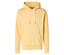 Żółta bluza z kapturem i kieszenią typu kangur.