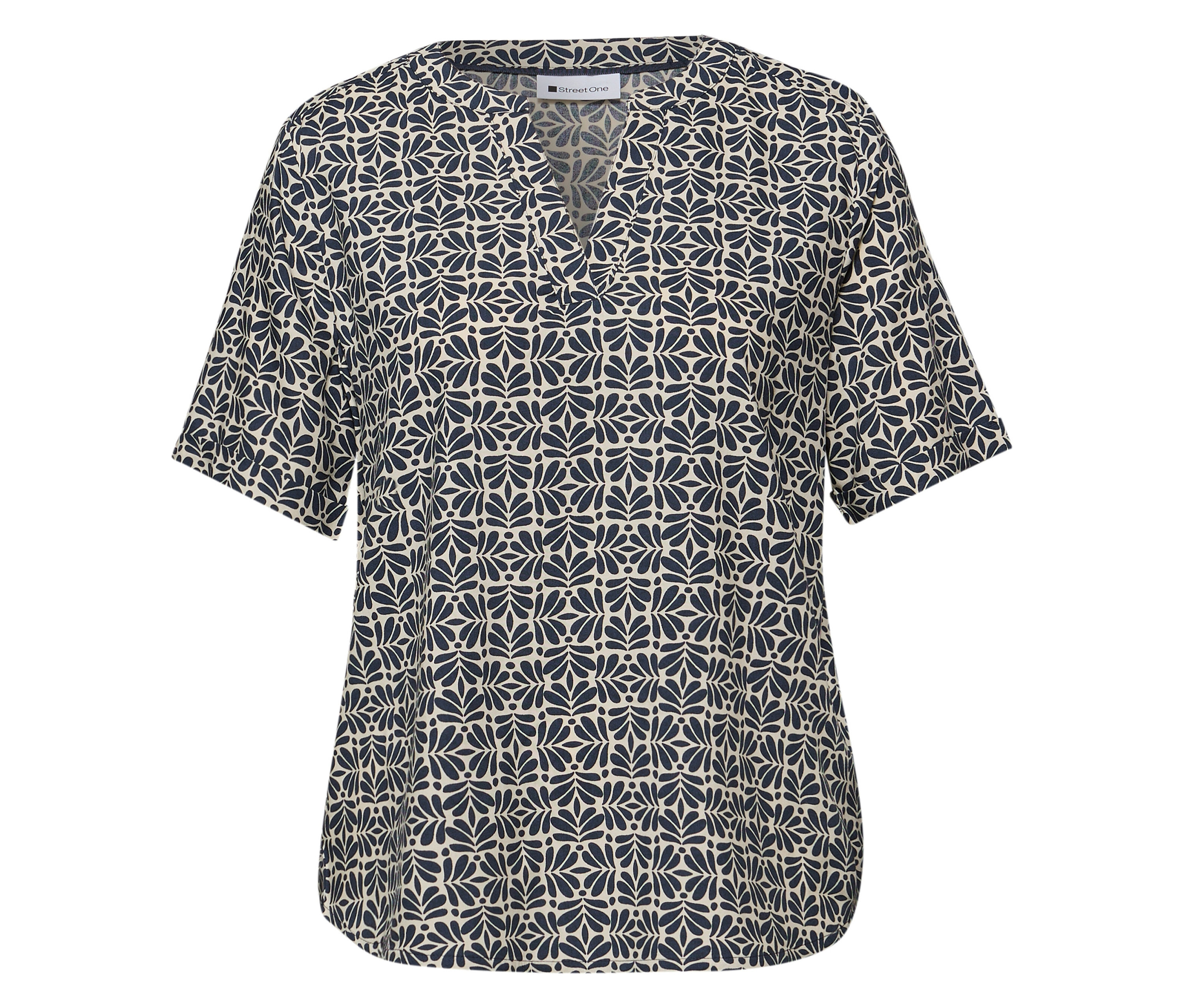 Bluzka z tkaniny Street One- biały/niebieski/z nadrukiem
