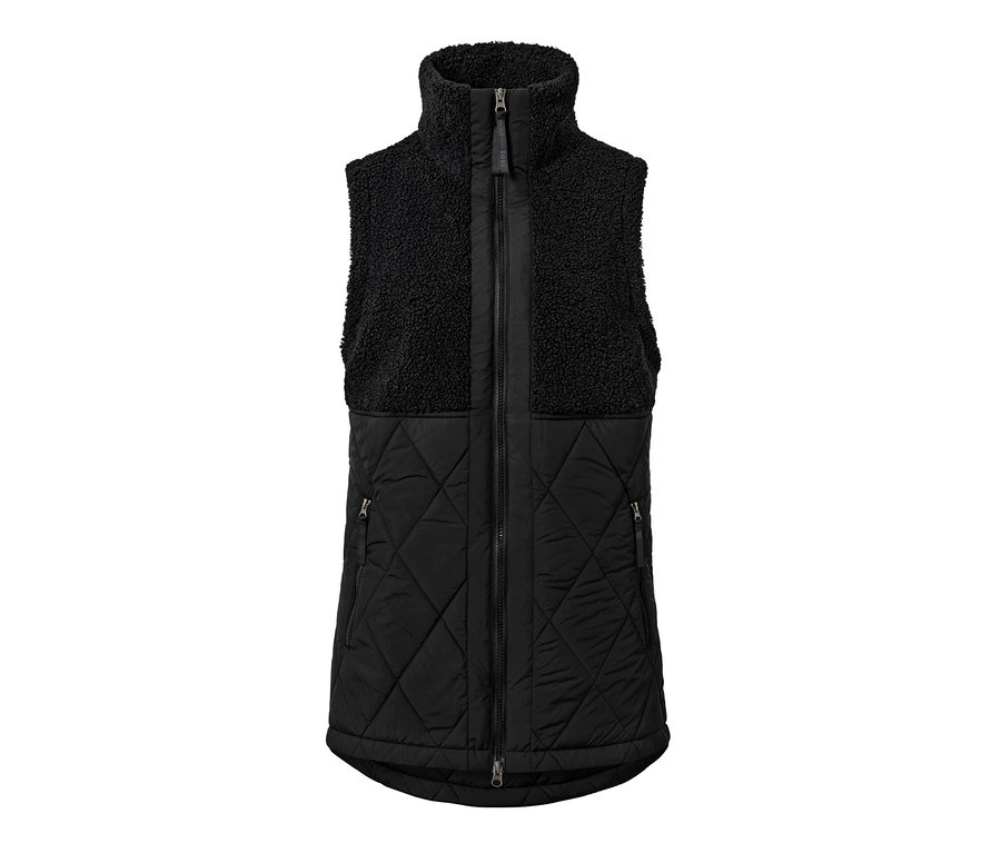 Czarna pluszowa kamizelka pikowana.