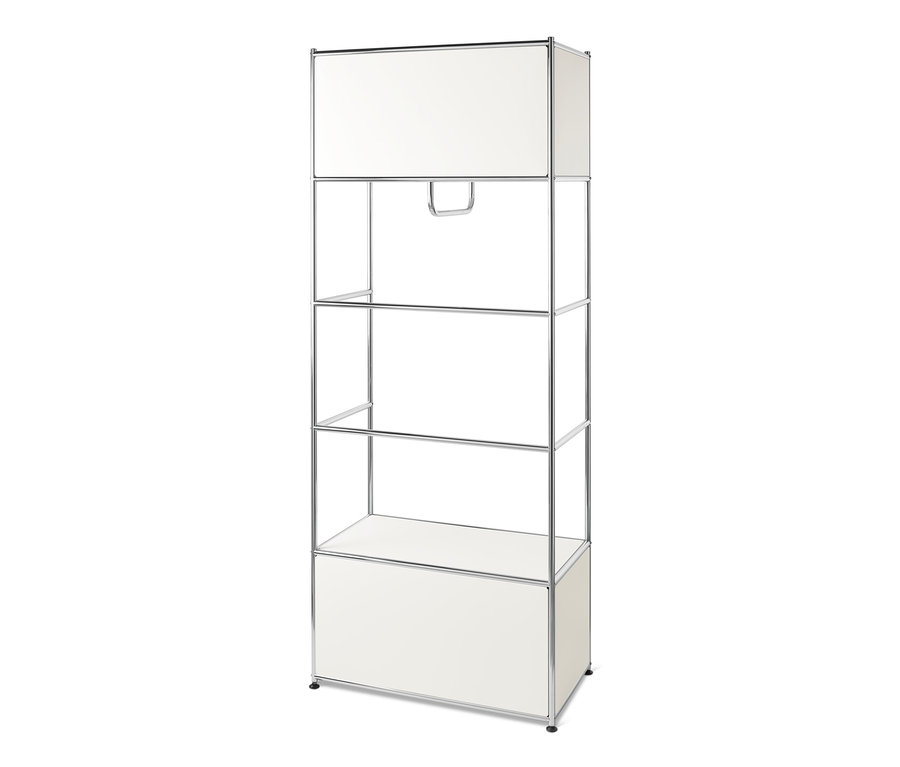 Biała metalowa garderoba »CN3« z dwiema półkami.