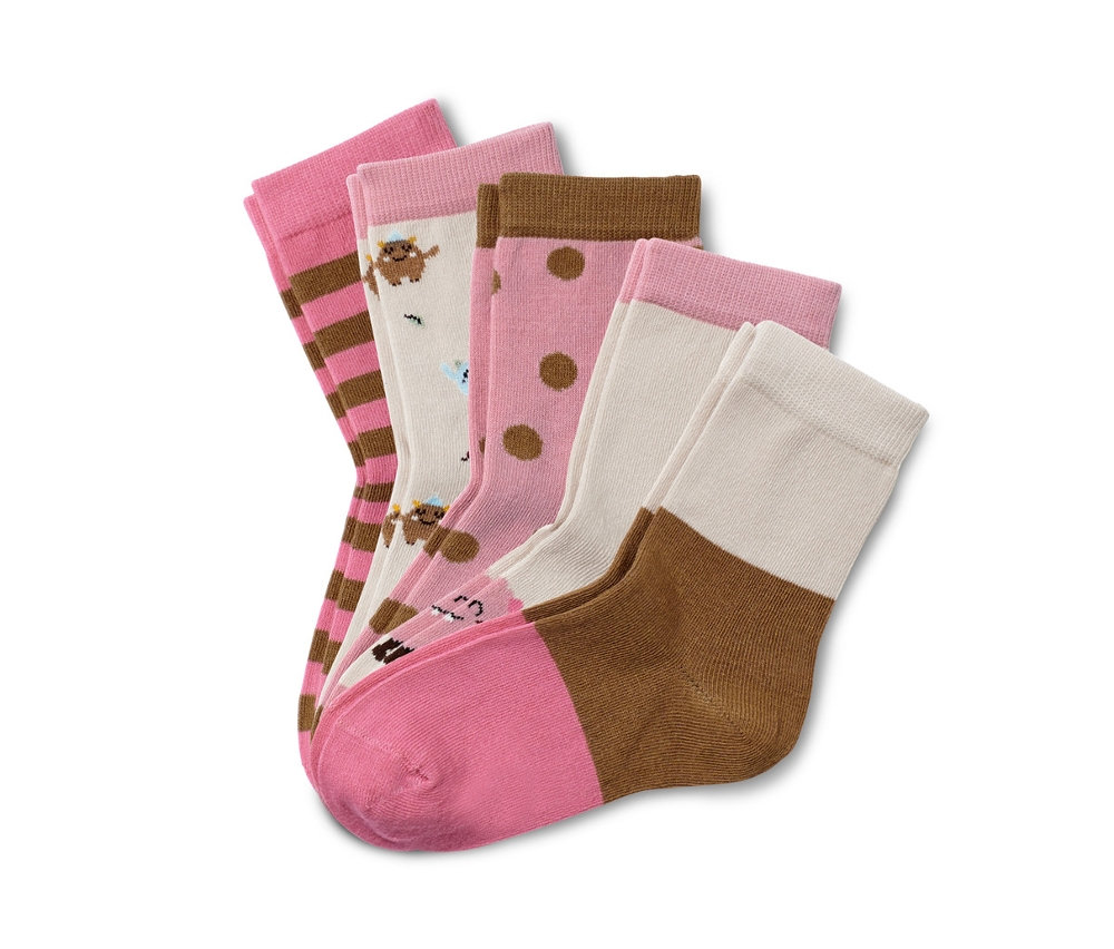 Tchibo - Skarpety- brązowy/różowy/żakard