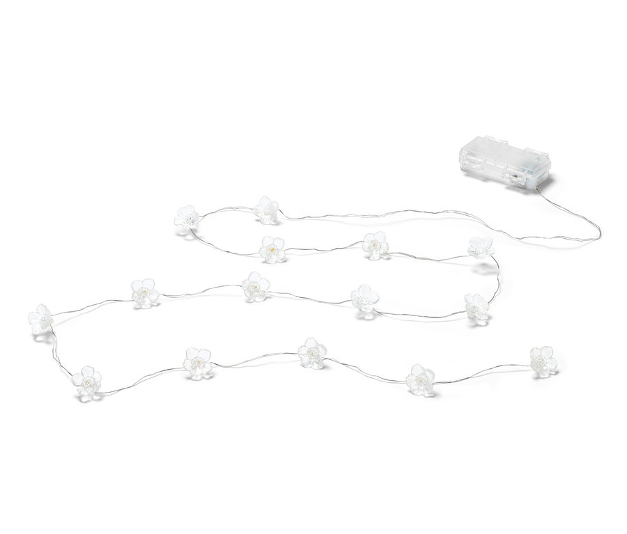 Łańcuch LED „Kwiaty” na białym tle.