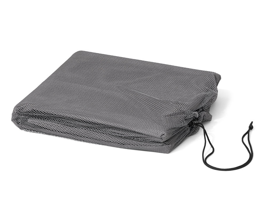 Szary pokrowiec premium na kosz plażowy XL złożony ze sznurkiem.