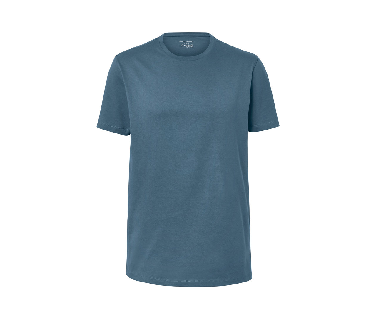 Niebieska koszulka z krótkim rękawem i okrągłym dekoltem.