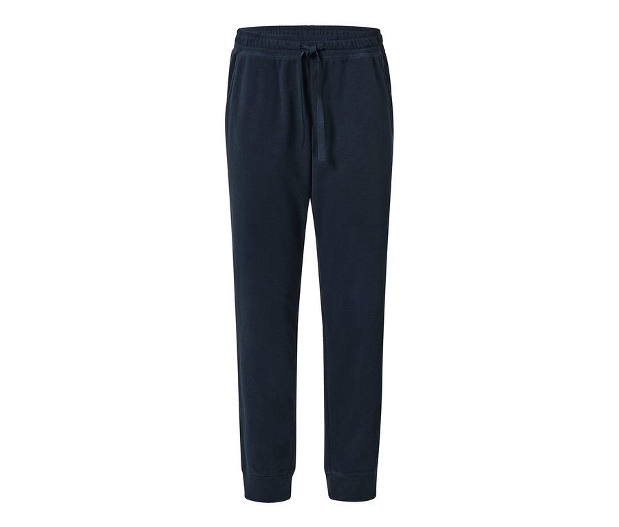 Niebieskie spodnie rekreacyjne.