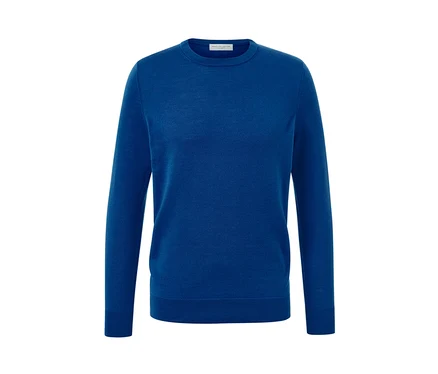 Niebieski sweter z wełny merino.